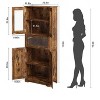 Versatile freestanding tall cabinet with glass doors, perfect for living room and kitchen storage and style - 3 of 4