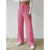 Clearlove Womens Wide Leg Palazzo Pleated Pants Ribbed Knit High Waist Flowy Drawstring Loose Casual Trousers - 3 of 4