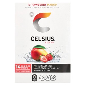 Celsius Live Fit, Strawberry Mango, 14 On-The-Go-Packets, 0.18 oz (5.02 g) Each - 1 of 3