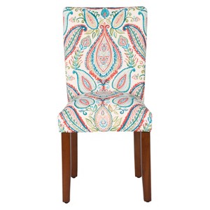Homepop Parson Dining Chair - Paisley Turquoise and Coral (Set of 2)