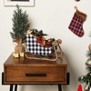 Okuna Outpost Small Santa Claus Christmas Sleigh Decoration, White and Black Buffalo Plaid Table Centerpiece for Holiday Decor, 11 x 5 x 7.8 In - 2 of 4