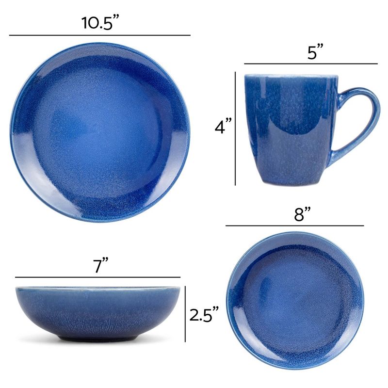 Elanze Designs Reactive Ceramic Dinnerware 16 Piece Set - Service for 4, Blue, 4 of 6