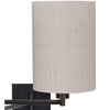 Franklin Iron Works Modern Swing Arm Wall Lamps Set of 2 Espresso Bronze Plug-In Light Fixture Ivory Linen Cylinder Shade Bedroom - 2 of 4