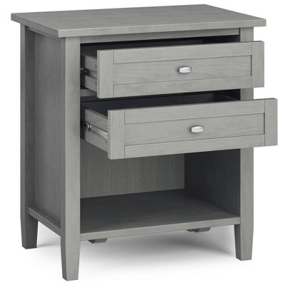 Norfolk Bedside Table Fog Gray - Wyndenhall: Solid Wood, 2 Drawers ...