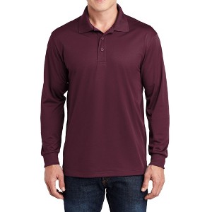 Mafoose Men's Long Sleeve Moisture-Wicking Micropique Sport-Wick Casual Polo T-shirt - 1 of 4
