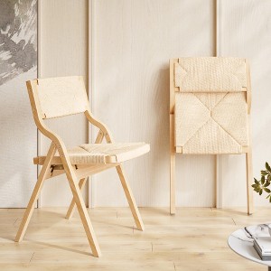 GlasFlength Accent Chairs, Folding Chairs No Assembly, Suitable for Living room, Bedroom, Dining Room, Perfect for Indoor Use, Beige, 20"*24.4"*38.4" - 1 of 4