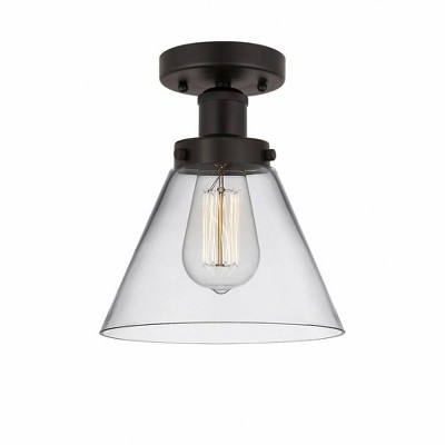 Cone - 1 Light Semi-Flush Mount In Industrial Style-9.75 Inches Tall and 7.75 Inches Wide