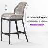 PURPLE LEAF 2 Pieces Bar Stools Patio Modern Rattan Barstools Aluminum Woven Tall Bar Chairs with Cushions for Outdoor Kitchen Island Garden - 3 of 4