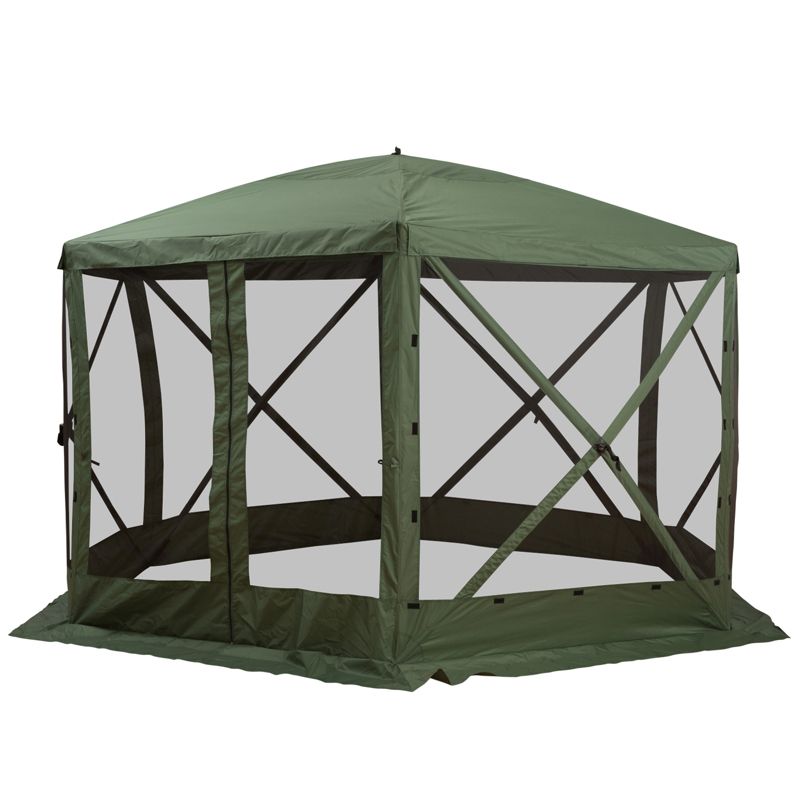 Outsunny 6-Sided Hexagon Pop Up Party Tent Gazebo with Mesh Netting Walls & Shaded Interior, 12' x 12', 4 of 9