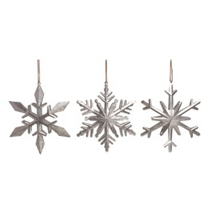 Transpac Metal Dimensional Snowflake Ornament Set of 3 Christmas Home Decorations - 1 of 1