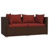 vidaXL Patio Loveseat with Cushions Brown Poly Rattan - 2 of 4