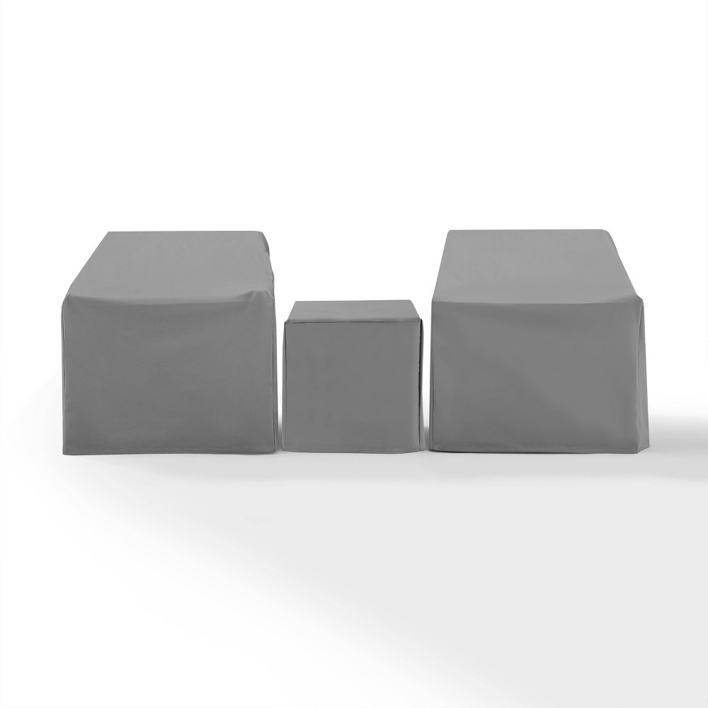 Crosley 3pc Furniture Cover Set, Two Armchairs and End Table, Gray: Vinyl Protective Covers for Porch & Patio