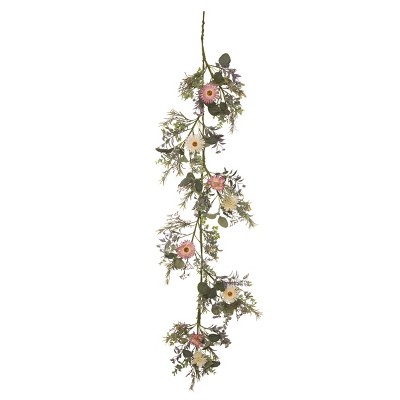 Transpac Synthetic Fabric 60 in. Multicolor Spring Wildflowers Garland