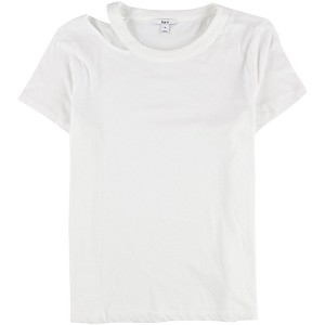 bar III Womens Cutout Basic T-Shirt, White, Large - 1 of 2