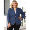 Agnes Orinda Women's Plus Size Denim Notched Lapel Color Block Stretch Blazers - 3 of 4