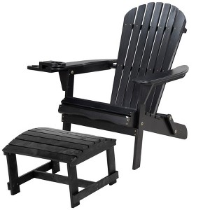 Jiallo Foldable Adirondack Chair with cup holders with Ottoman - 1 of 4