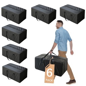Moving Bags Heavy Duty with Strong Zipper & Handles, Sturdy Clothes Storage Bags , Packing Bags Totes, 6 Pack, Black (Copy) - 1 of 4