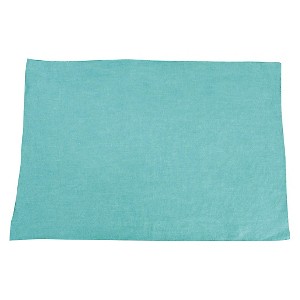 Fringed Design Stone Washed Placemats Sea Green (Set of 4), Blue Green