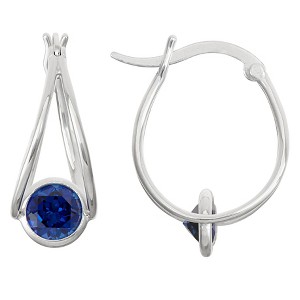 1 2/3 TCW Tiara Sterling Silver 6mm Bezel-set Sapphire Hoop Earrings, Women