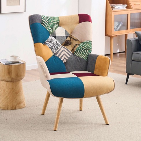Peace Nest Patchwork Accent Chair With Legs & Levelers : Target