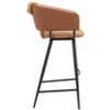 39.8" H Barstools Set of 2 Brown Fabric & Faux Leather with Armrests, Powder-Coated Steel Frame by Zuo Modern - 3 of 4
