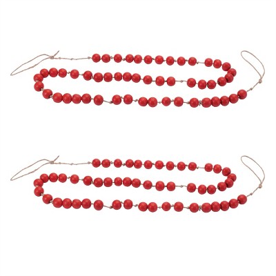 Wood Beaded String Garland (Set of 2)