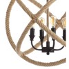 20" LED Metal/Rope Adjustable Globe Chandelier Black/Brown - JONATHAN Y: UL Listed, Edison-Style Bulbs - 4 of 4