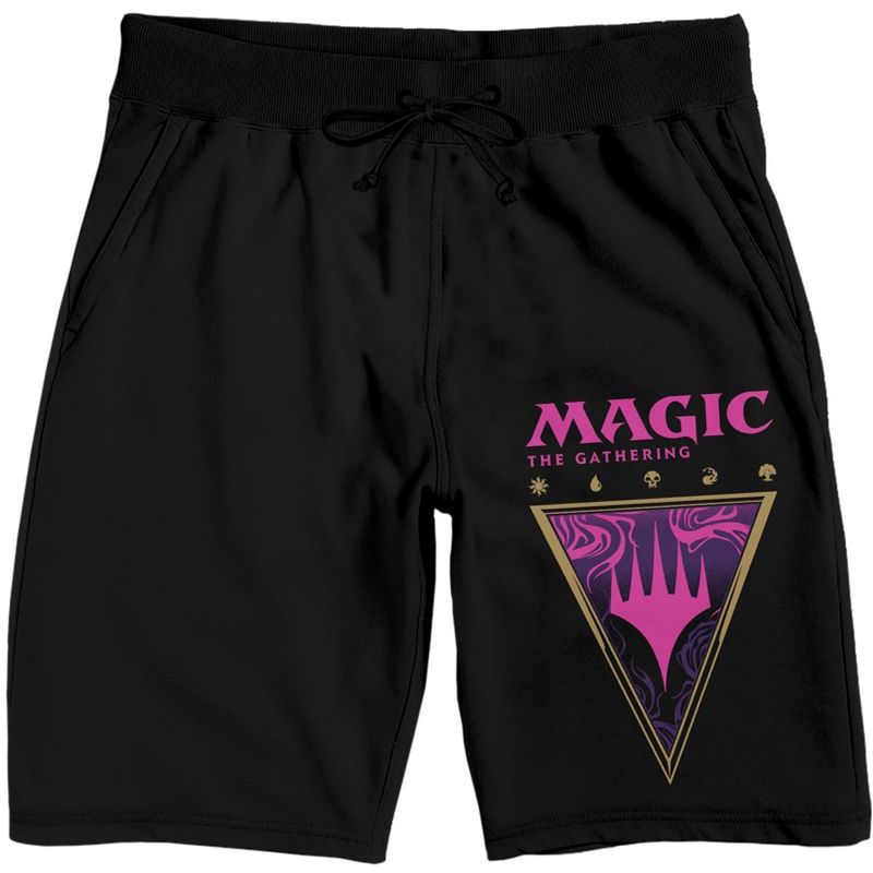Magic the Gathering Planeswalker Symbols Logo Men's Black Drawstring Sleep Pajama Shorts, 1 of 3