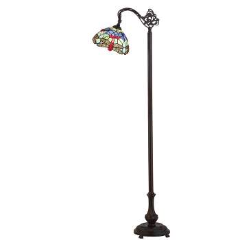 60" Dragonfly Tiffany Style Arched Floor Lamp (Includes LED Light Bulb) Bronze - JONATHAN Y