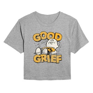 Women's - Peanuts - Good Grief Vintage Cropped Graphic T-Shirt - 1 of 4