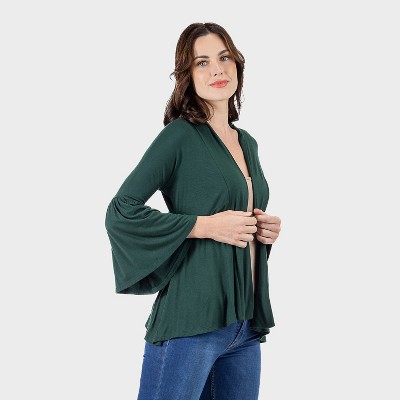 24seven Comfort Apparel Wones Bell Sleeve Open Front Cardigan