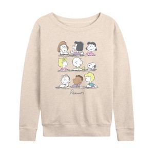 Women's - Peanuts - Snoopy And Friends Lightweight French Terry Wide Neck Long Sleeve Shirt - 1 of 4