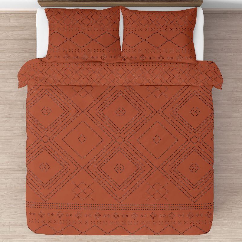 Sweet Jojo Designs Full/Queen Comforter Bedding Set Geometric Boho Dot Orange Black 3pc, 4 of 8