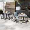 Costway Round Picnic Table Bench Set with 4 Benches Umbrella Hole All Weather Tabletop White/Green/Gray/Black - 4 of 4