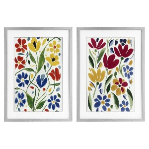 Stupell Industries Scandinavian Wild Flowers 2pc Framed Print Under Glass Set - 1 of 4