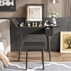 TOBILI 27.9'' Black Makeup Vanity Desk with Flip Top Mirror and LED Light, Dressing Table with Charging Station, 2 Drawers and Fold-up Panel - 2 of 4