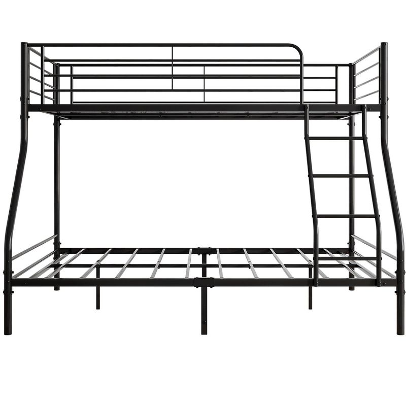 Twin-Over-Full Metal Bunk Bed with Ladder and Enhanced Upper-Level Guardrail, Black-ModernLuxe, 4 of 9