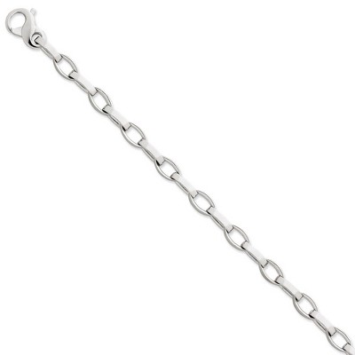 Black Bow Jewelry Men's 6.6mm 14k White Gold Polished & Satin Oval Link Chain Bracelet