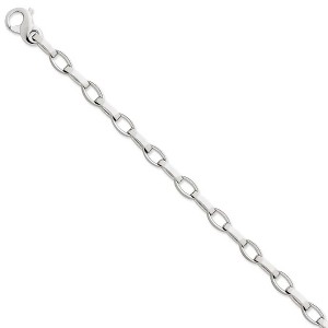 Black Bow Jewelry Men's 6.6mm 14k White Gold Polished & Satin Oval Link Chain Bracelet - 1 of 4