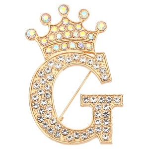 Unique Bargains Women Rhinestone Initial Alphabet Badges Pins and Clips - 1 of 4