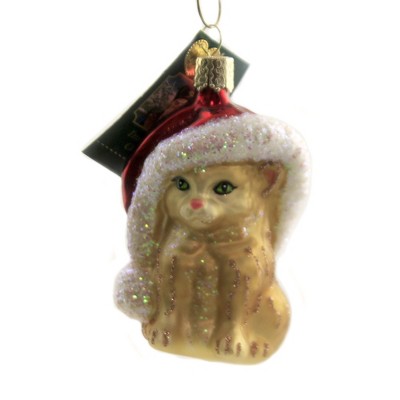 Old World Christmas 3.5 Inch Santa's Kitten Ornament Santa Hat Cat Tree Ornaments