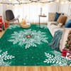 Washable Rug Christmas Rug for Living Room Non-Slip Snowflakes Floor Cover Low Pile  Foldable Green Christmas Rugs - 2 of 4
