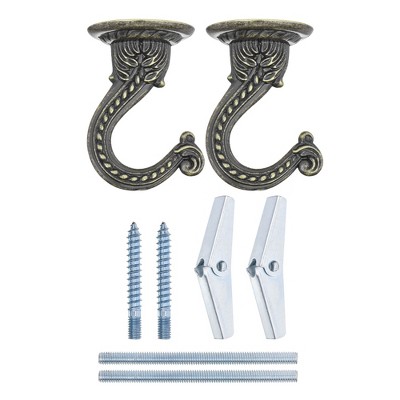 Unique Bargains Zinc Alloy Ceiling Utility Hooks and Hangers with Hardware 2 Pcs