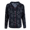 PJ Couture Women's Star Print Notch Pajama Set, Medium, Black - 2 of 4