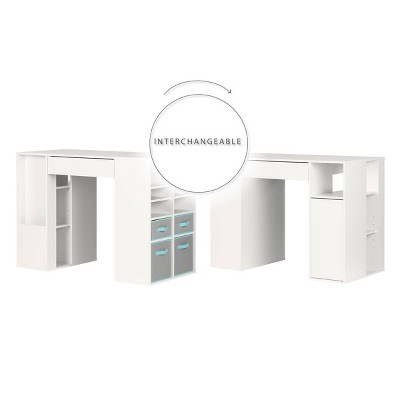 Crea CraftMaster White Counter-Height Table with Integrated Storage