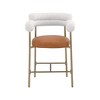 Meridian Furniture,Blake Cognac Boucle Fabric / Vegan Leather Counter Stool, Set of 2 - 4 of 4