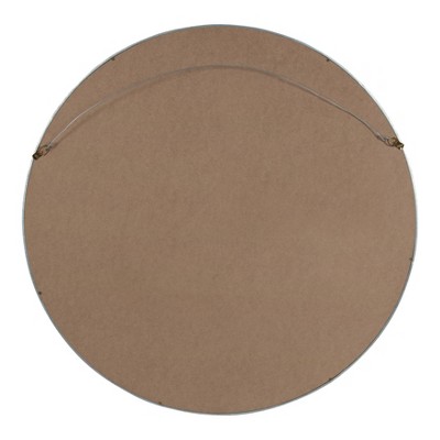 Travis 32" Round Silver Wood Accent Wall Mirror