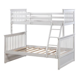 Racxily Twin Over Full Bunk Bed with Storage Drawers, Wooden Bunk Bed with Ladder & Guard Rails, Beige/White/Black/Gray - 1 of 4