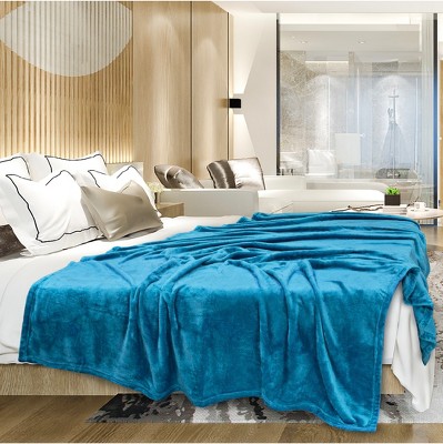 Turquoise Twin Size Fleece Flannel Throw Blanket
