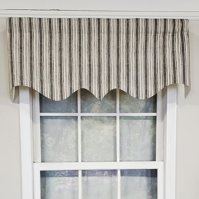 Gray Striped Cotton Scalloped Window Valance 50" x 17"